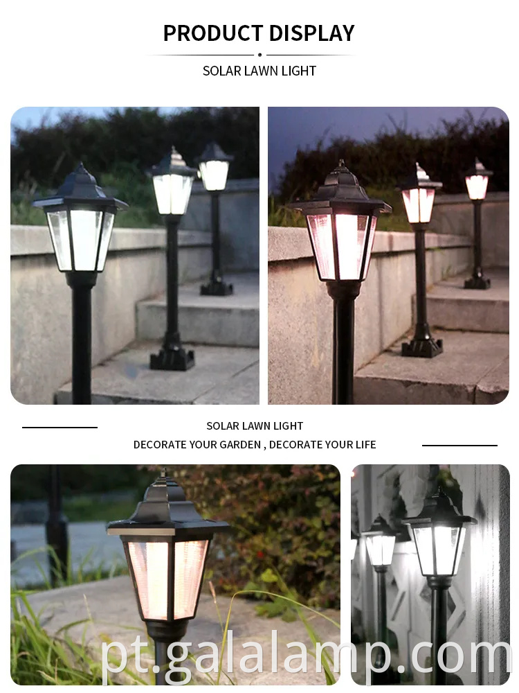 Luzes solares de lanterna solar hexagon elegantes vintage para decoração ao ar livre